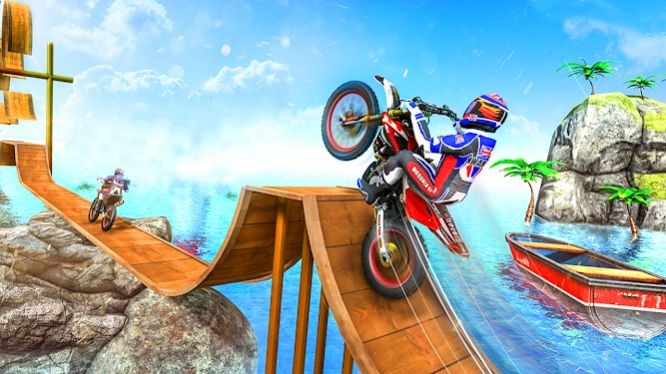 天空不可能的自行车特技3D